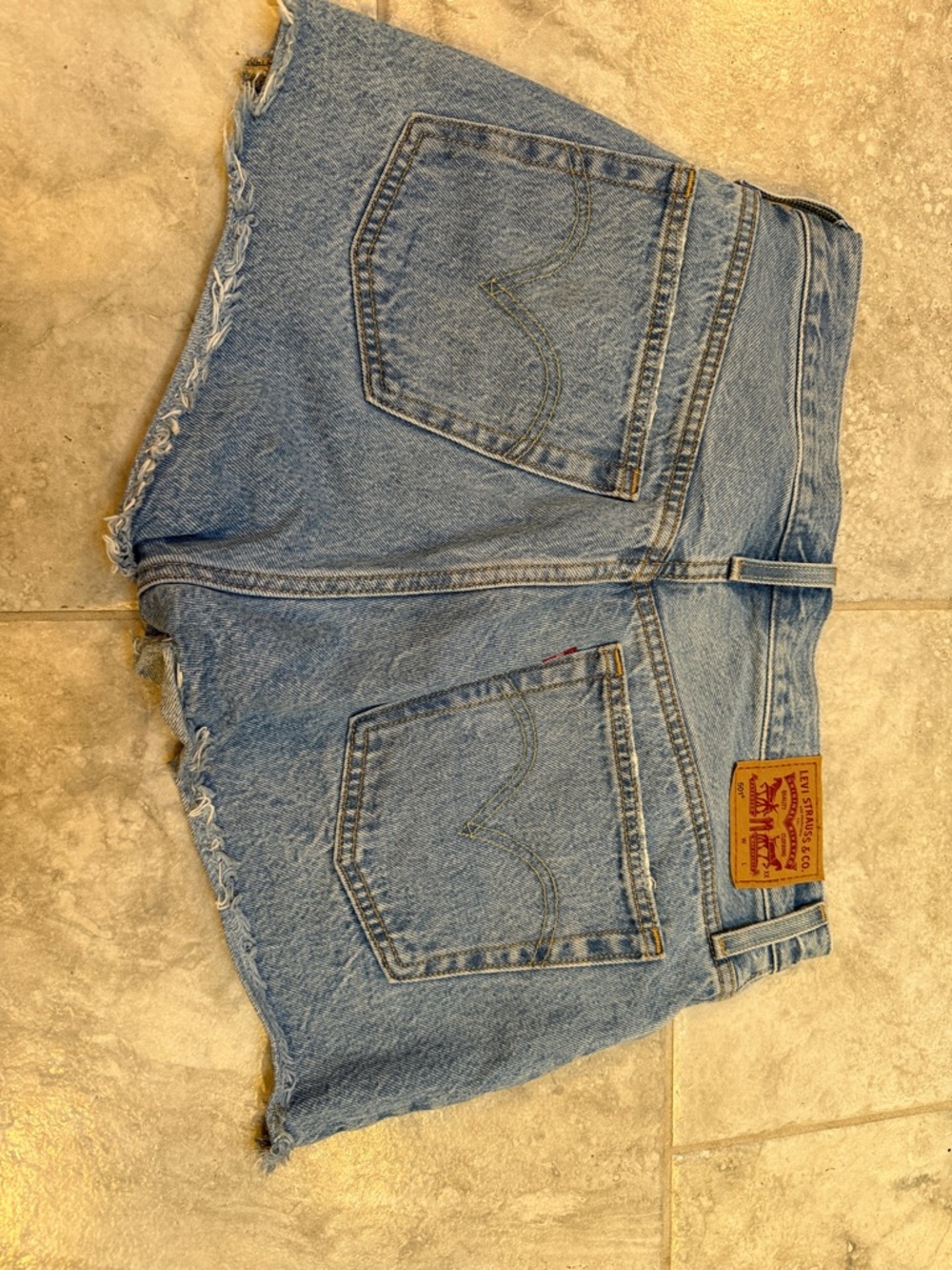 Levi's 501 Jean shorts Light Blue Frayed Hem Denim Cutoff Shorts